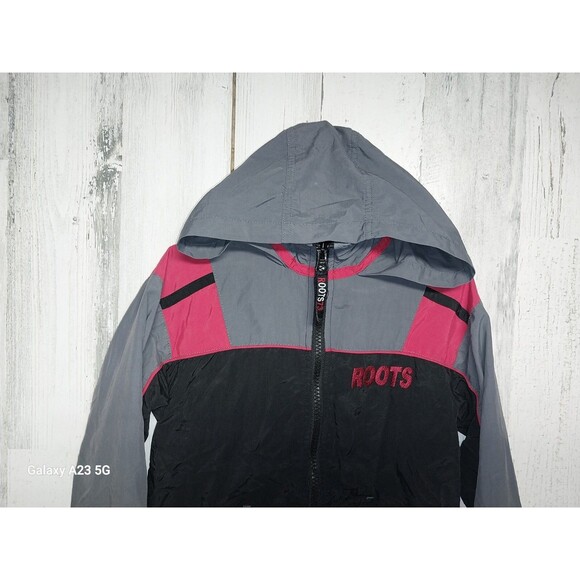 Boys 3T Roots Jacket Hideable Hood Gray Red - Picture 3 of 8